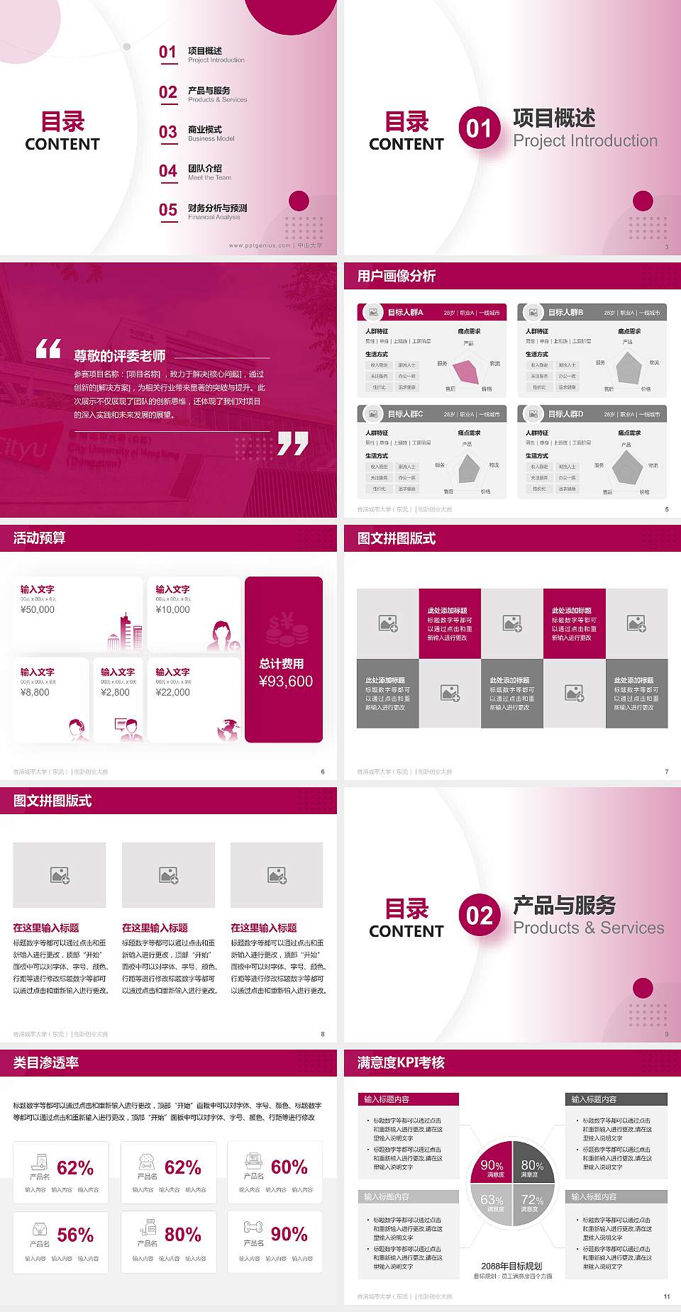 香港城市大学（东莞）全国大学生创新创业大赛计划书PPT模板4:3格式幻灯片预览图2