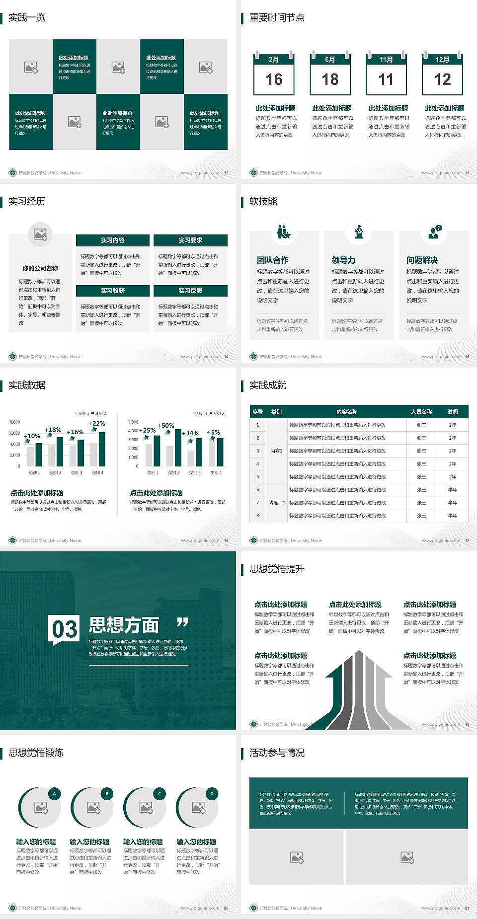 吉林省教育学院专用国家奖学金答辩PPT模板4:3格式幻灯片预览图3