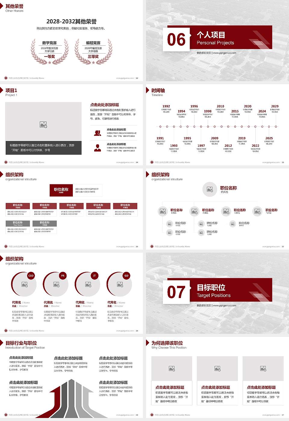 平顶山文化艺术职业学院教师/学生通用个人简历PPT模板16:9格式幻灯片预览图4