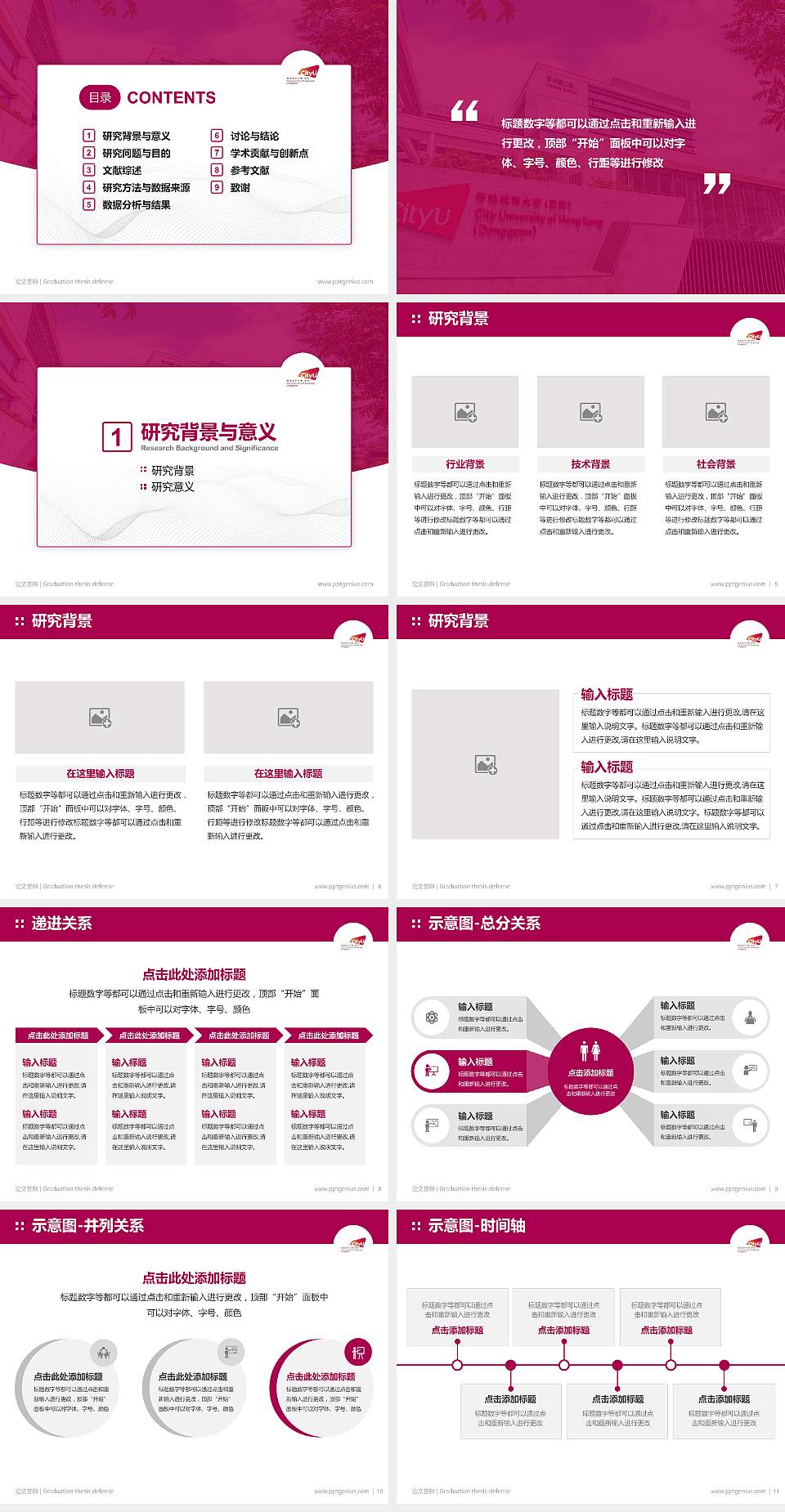 香港城市大学（东莞）论文答辩标准PPT模板4:3格式幻灯片预览图2