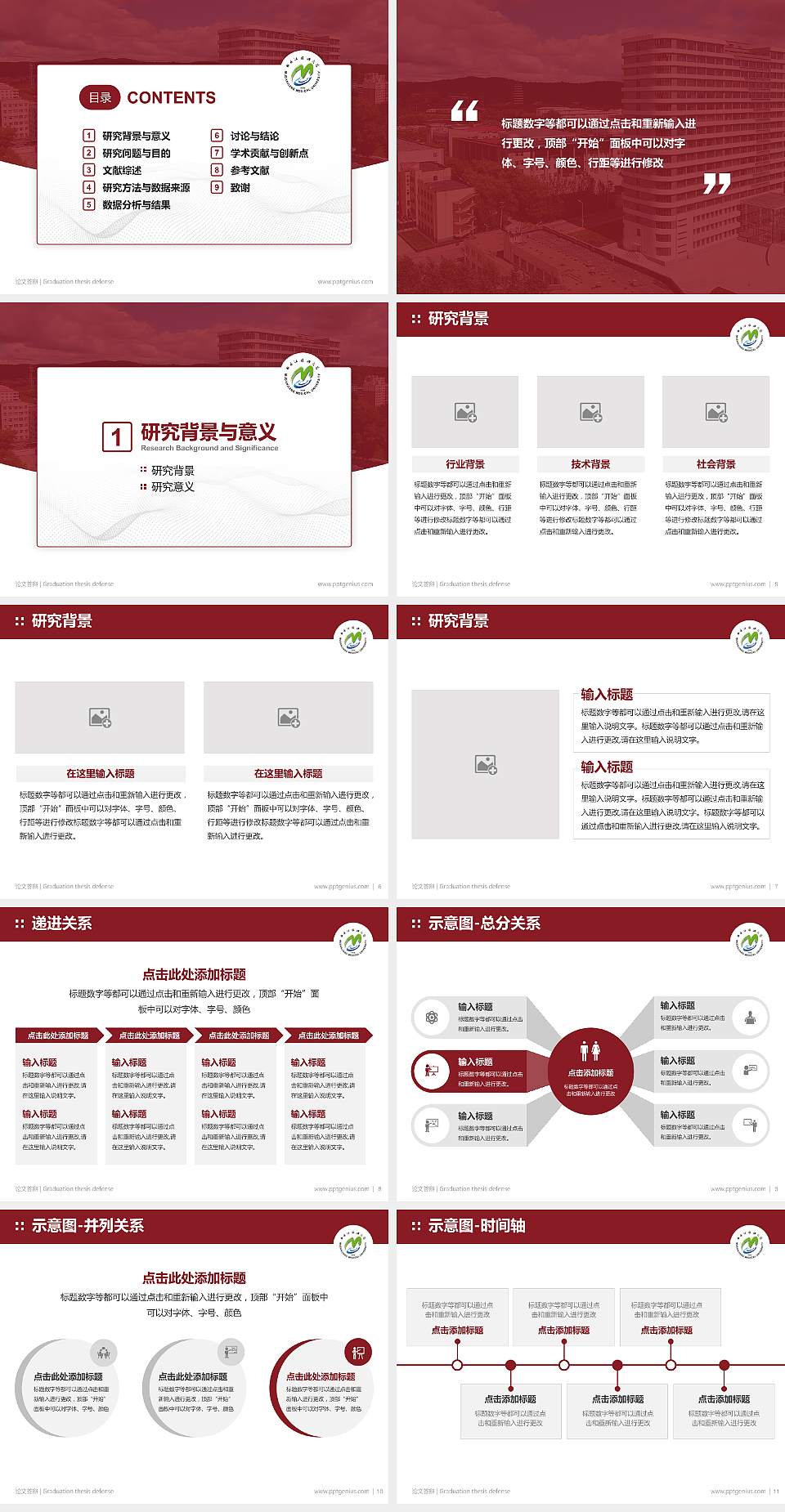 牡丹江医科大学论文答辩标准PPT模板4:3格式幻灯片预览图2