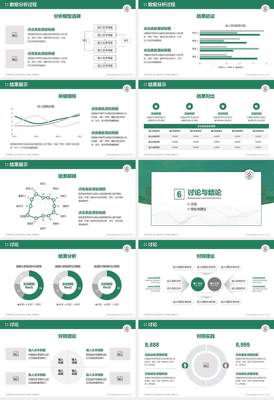 鹰潭卫生职业学院论文答辩标准PPT模板16:9格式幻灯片预览图5
