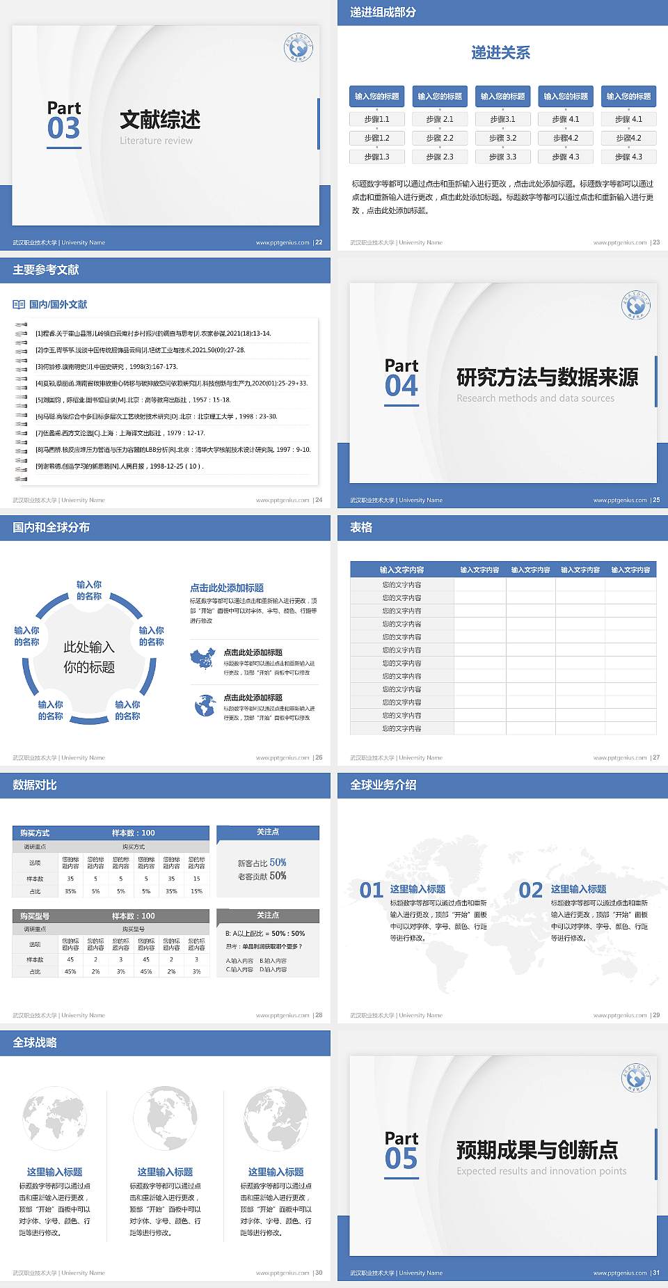 武汉职业技术大学硕士研究生/本科生毕业论文答辩/开题报告通用PPT模板4:3格式幻灯片预览图4