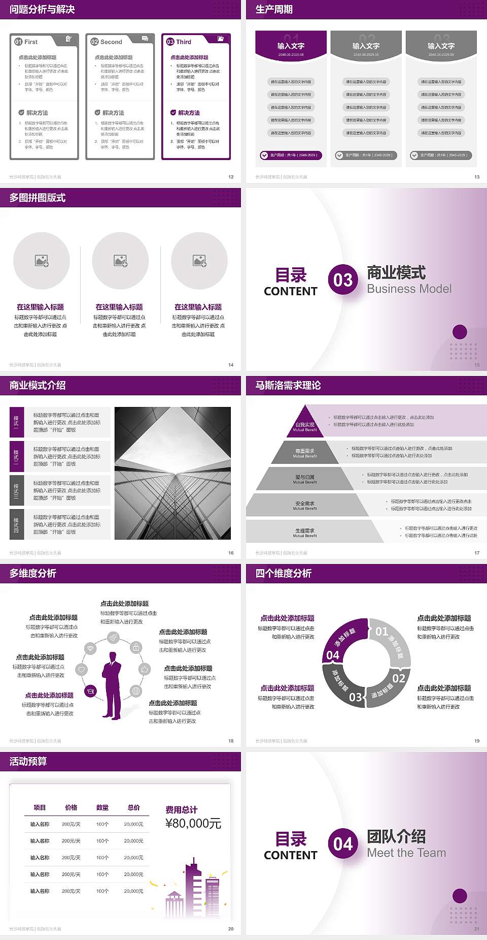 长沙科技学院全国大学生创新创业大赛计划书PPT模板4:3格式幻灯片预览图3