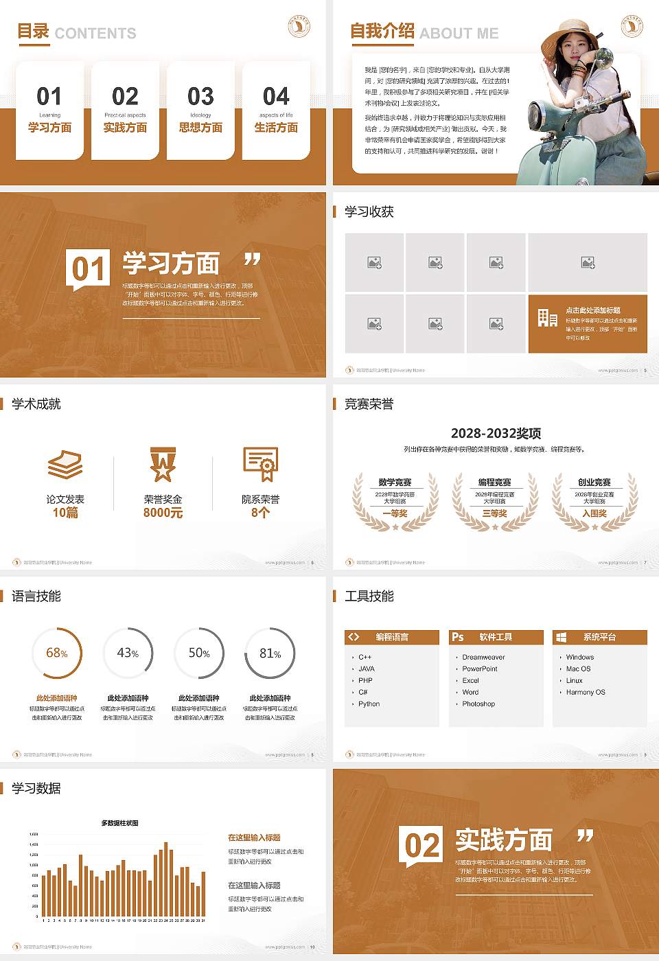 洛阳商业职业学院专用国家奖学金答辩PPT模板16:9格式幻灯片预览图2