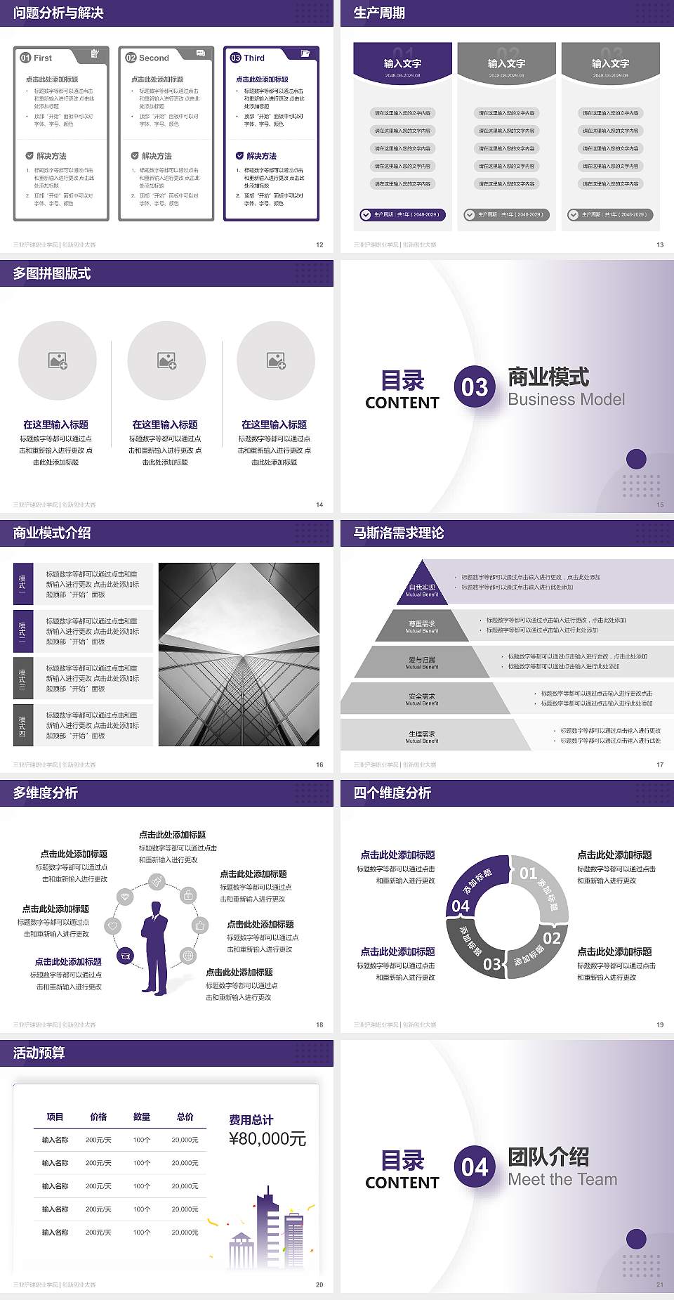 三亚护理职业学院全国大学生创新创业大赛计划书PPT模板4:3格式幻灯片预览图3
