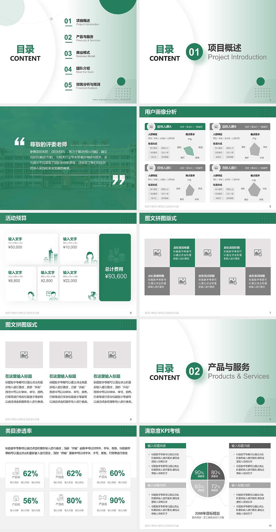 鹰潭卫生职业学院全国大学生创新创业大赛计划书PPT模板4:3格式幻灯片预览图2
