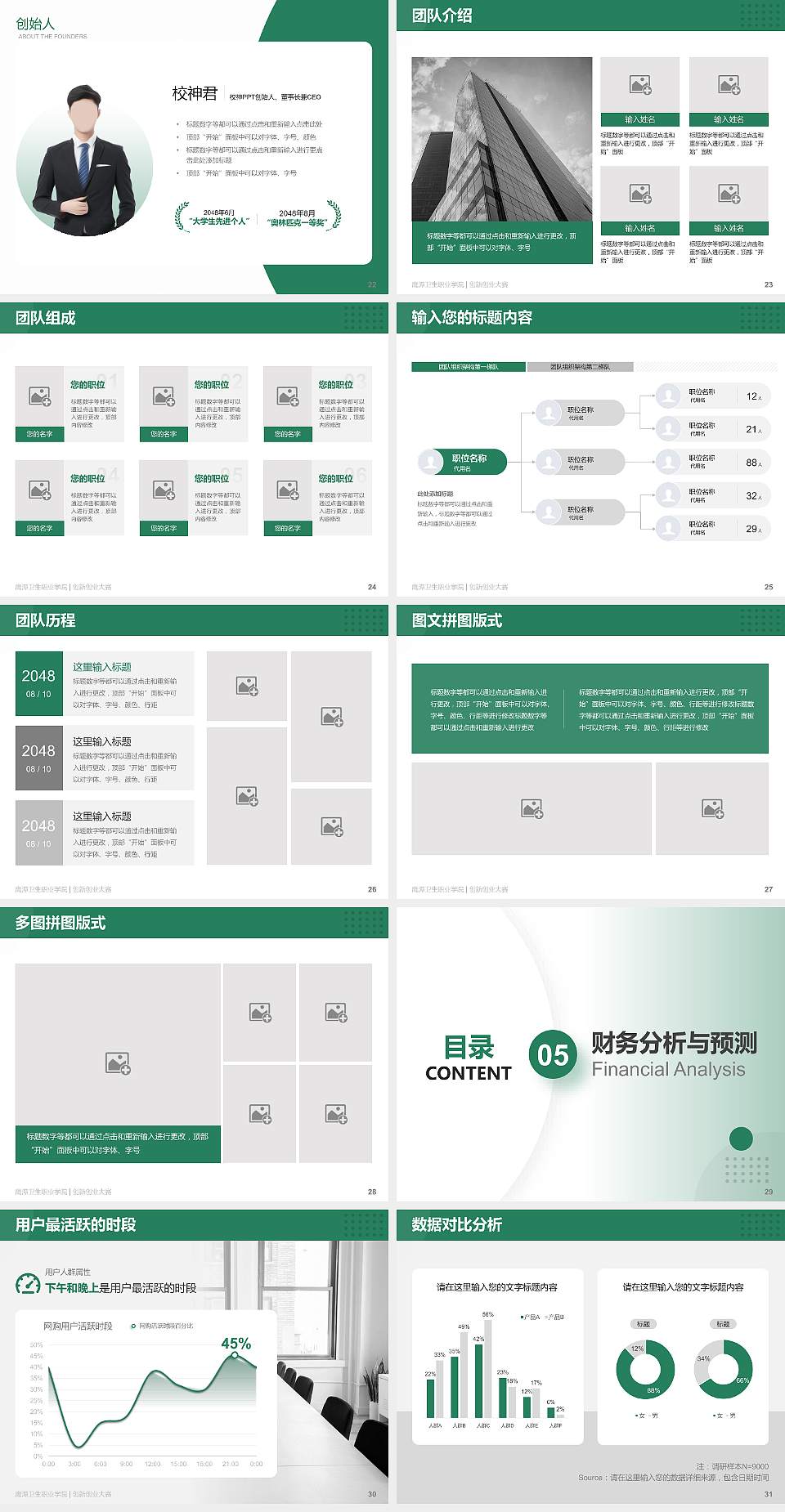 鹰潭卫生职业学院全国大学生创新创业大赛计划书PPT模板4:3格式幻灯片预览图4