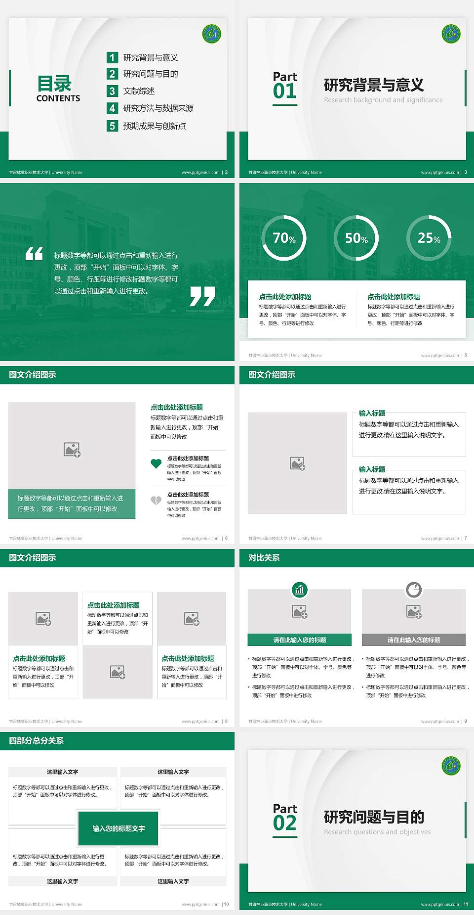 甘肃林业职业技术大学硕士研究生/本科生毕业论文答辩/开题报告通用PPT模板4:3格式幻灯片预览图2