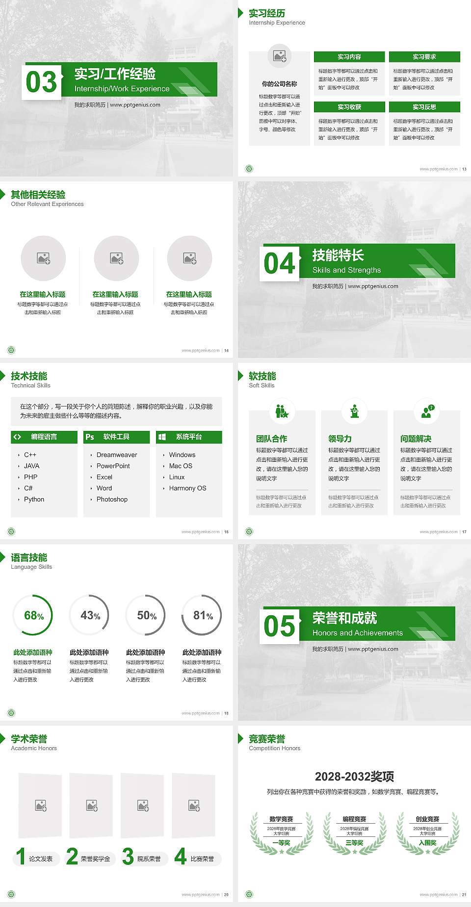 贵州生态能源职业学院教师/学生通用个人简历PPT模板4:3格式幻灯片预览图3
