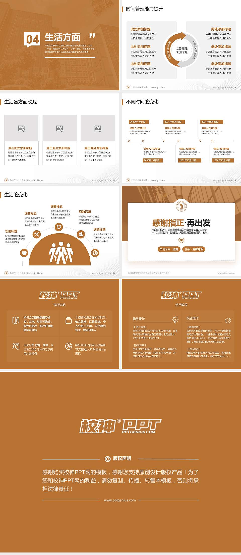 洛阳商业职业学院专用国家奖学金答辩PPT模板4:3格式幻灯片预览图4