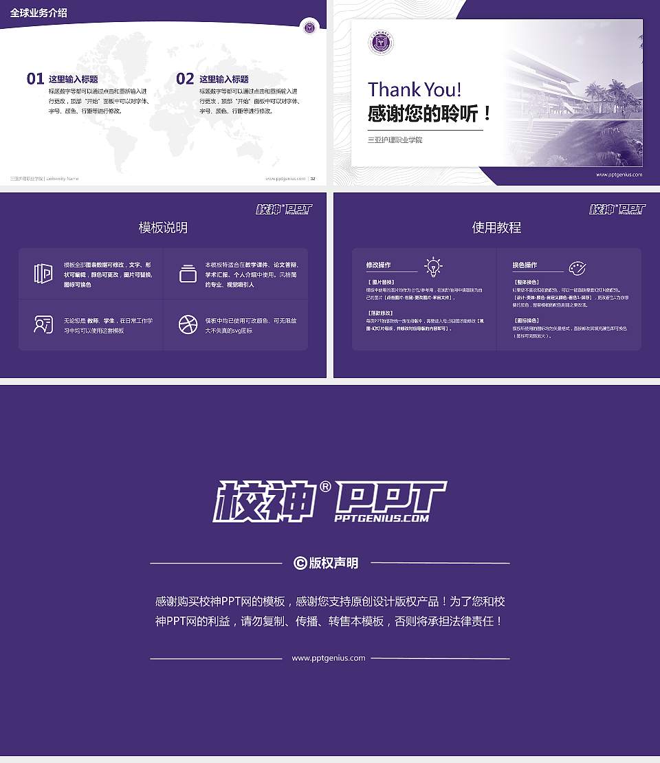 三亚护理职业学院学术汇报/学术交流研讨会通用PPT模板16:9格式幻灯片预览图5