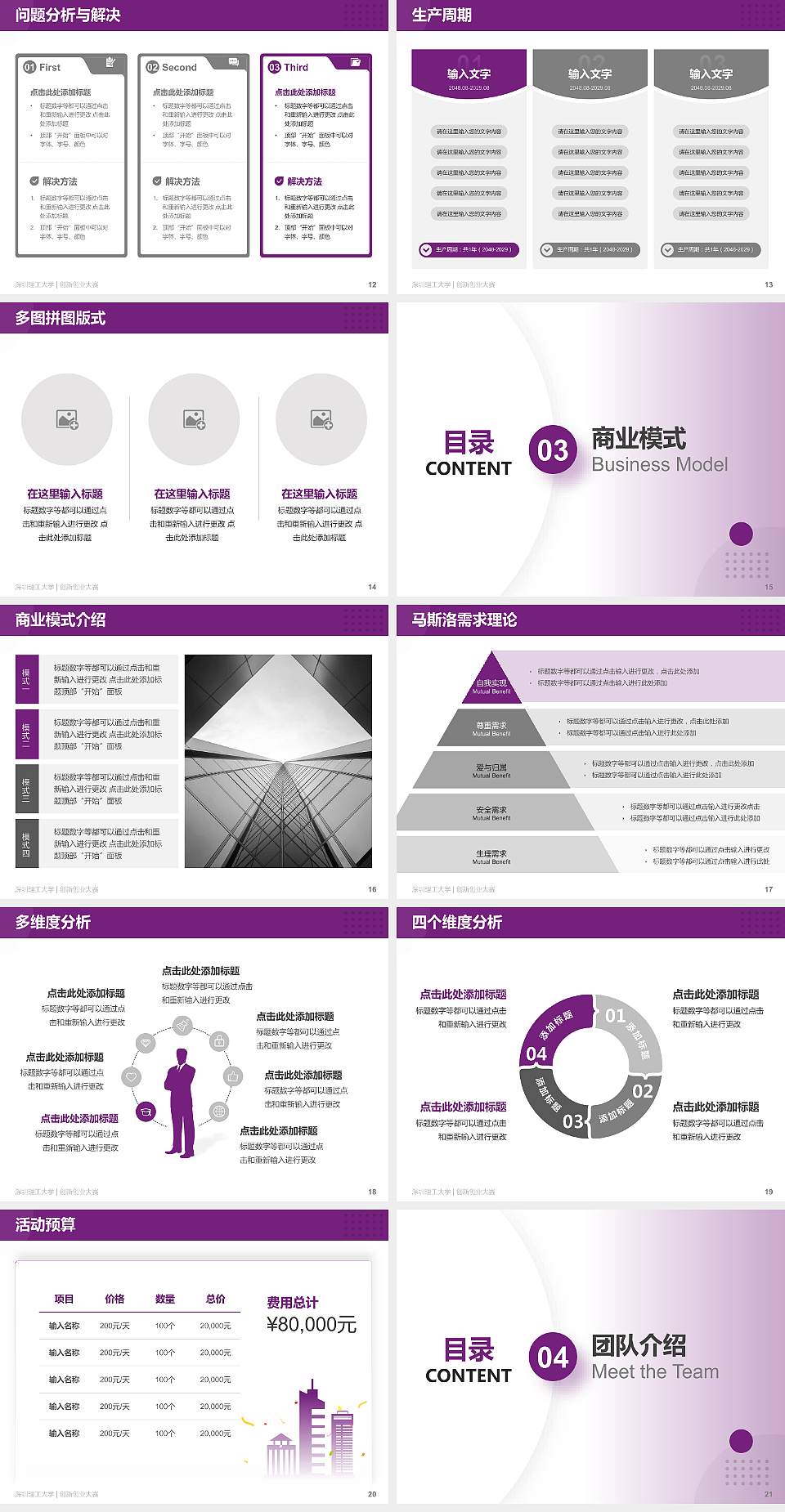 深圳理工大学全国大学生创新创业大赛计划书PPT模板4:3格式幻灯片预览图3