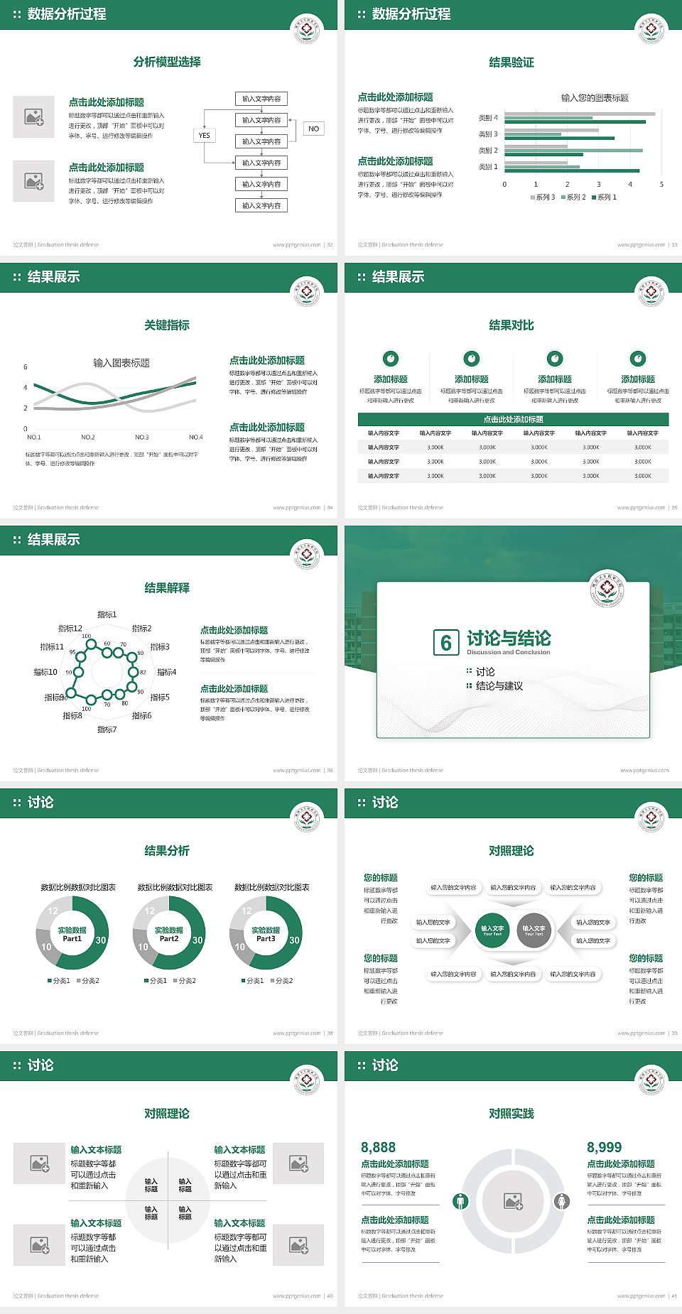 鹰潭卫生职业学院论文答辩标准PPT模板4:3格式幻灯片预览图5