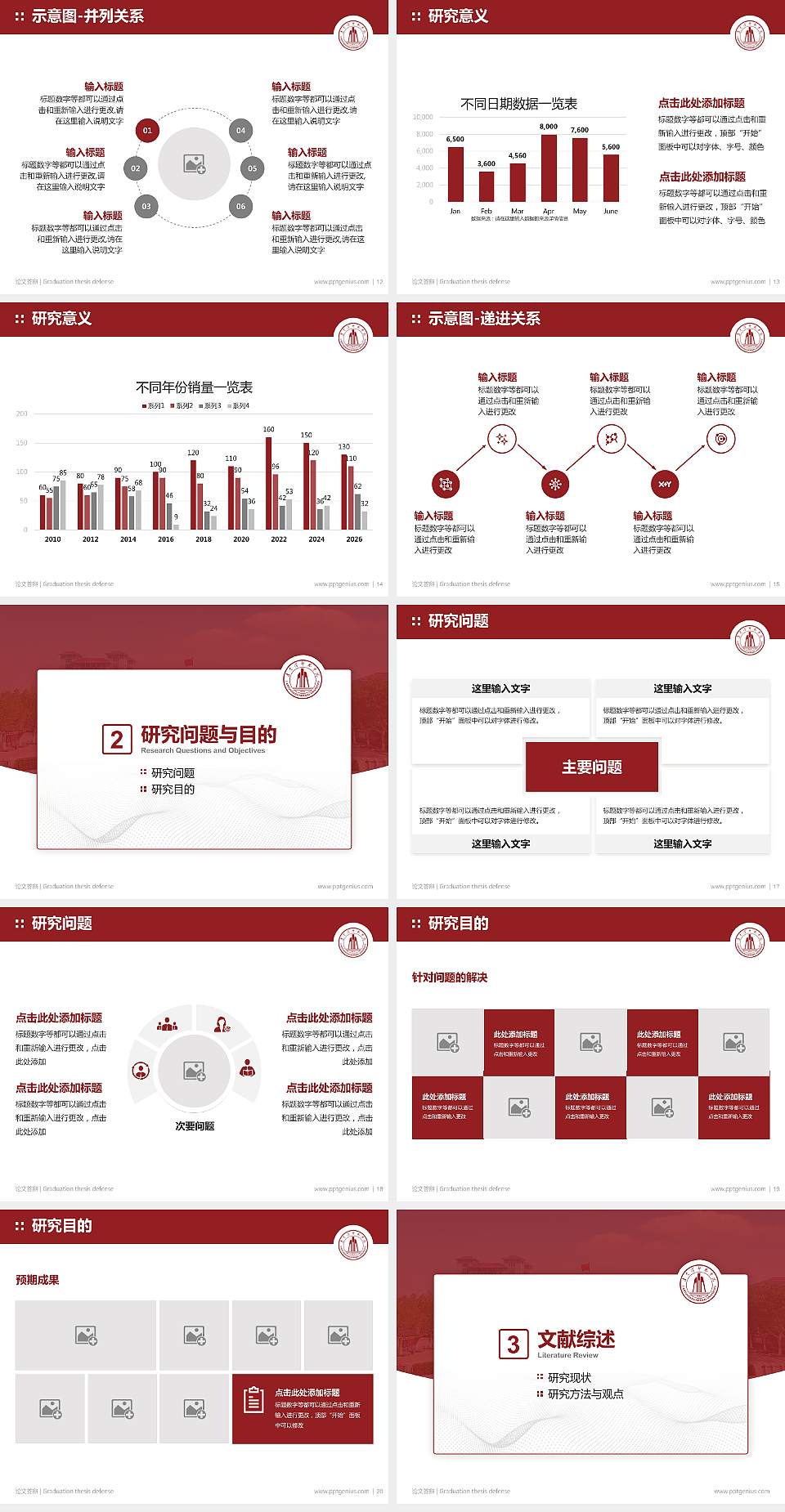 连云港师范学院论文答辩标准PPT模板4:3格式幻灯片预览图3