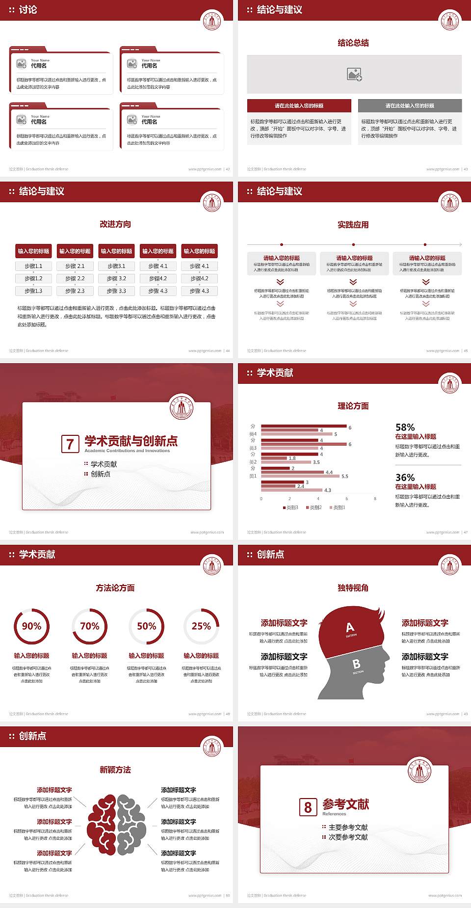 连云港师范学院论文答辩标准PPT模板4:3格式幻灯片预览图6