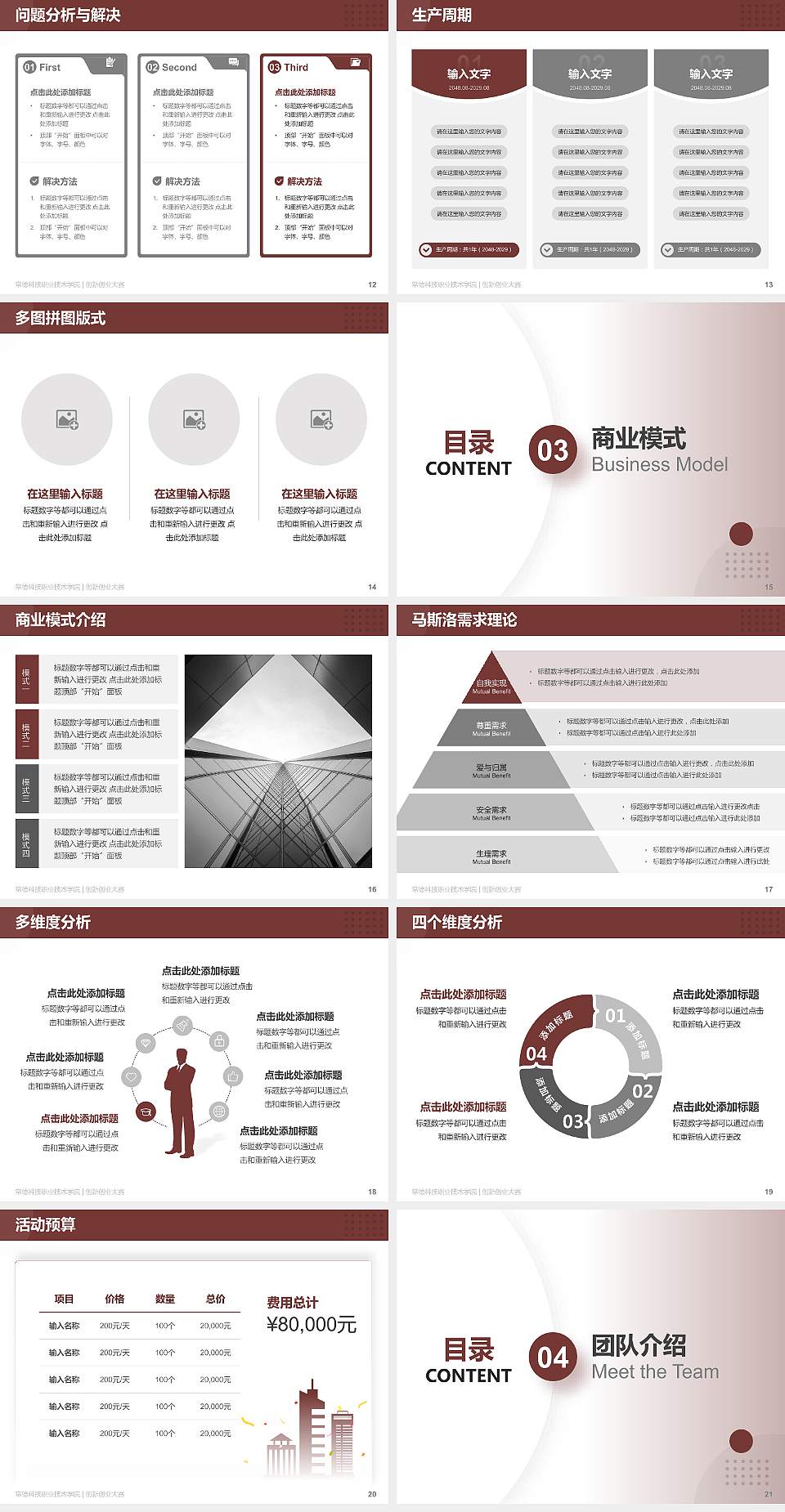 常德科技职业技术学院全国大学生创新创业大赛计划书PPT模板4:3格式幻灯片预览图3
