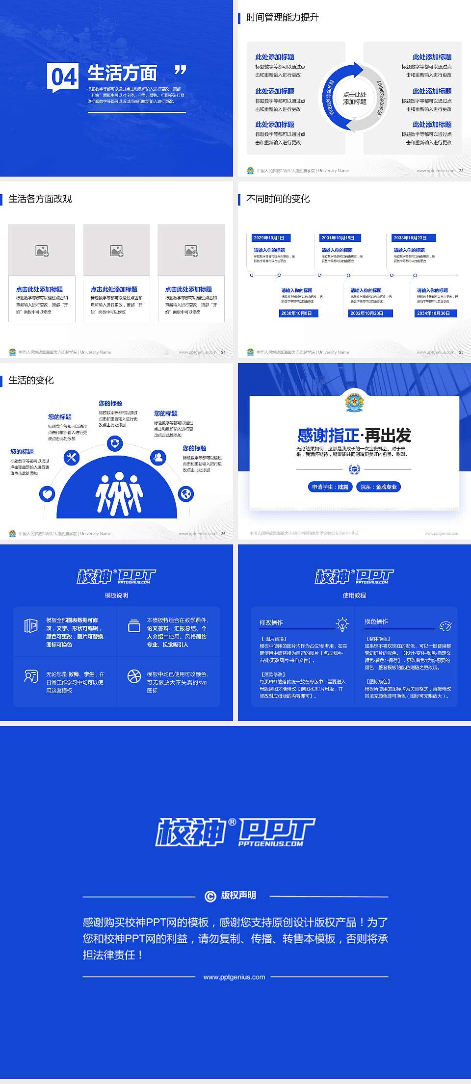中国人民解放军海军大连舰艇学院专用国家奖学金答辩PPT模板4:3格式幻灯片预览图4