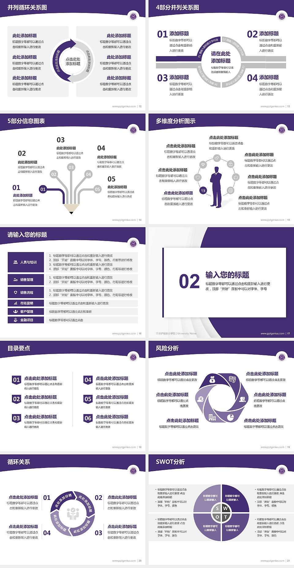三亚护理职业学院学术汇报/学术交流研讨会通用PPT模板4:3格式幻灯片预览图3