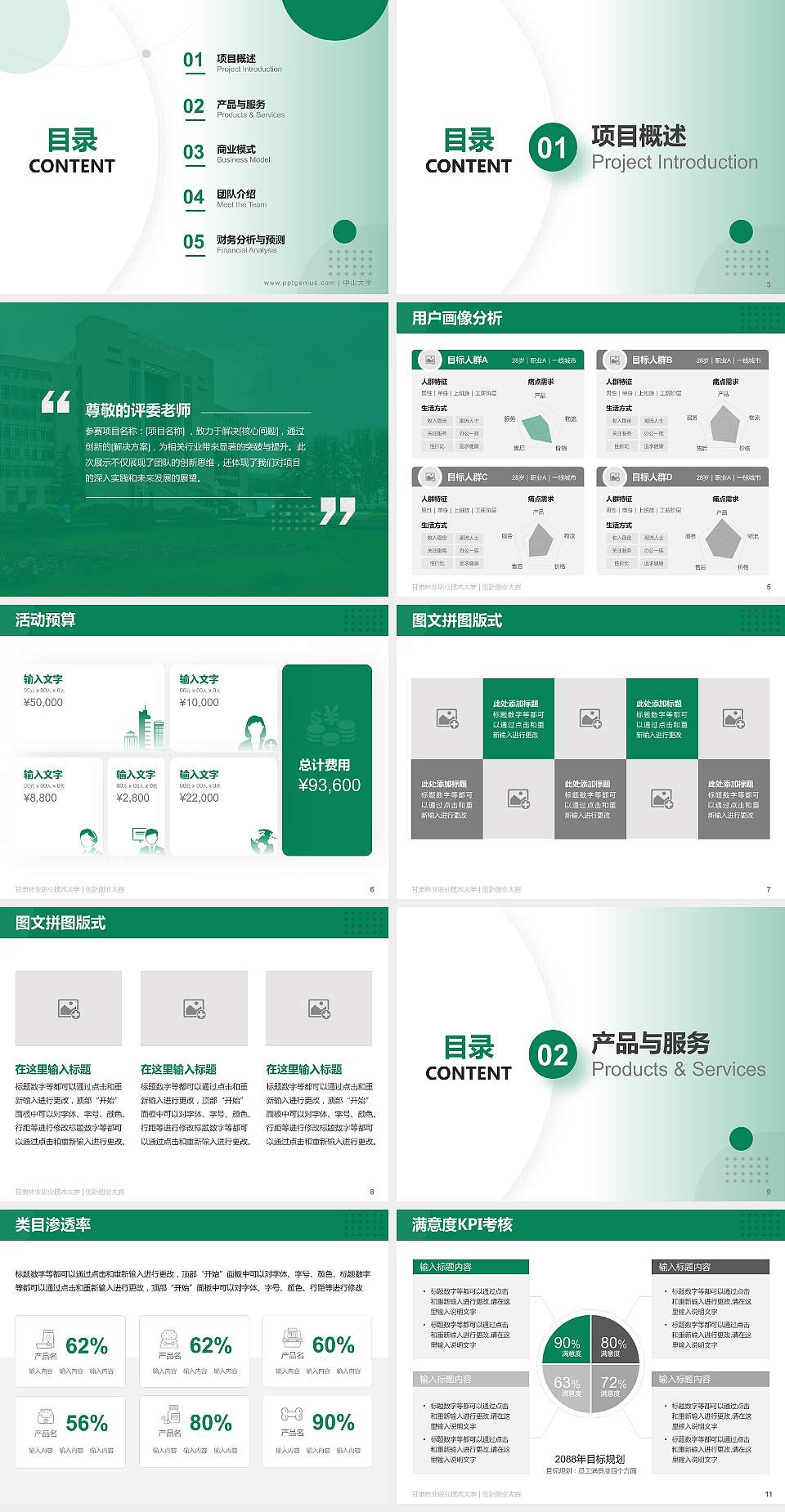 甘肃林业职业技术大学全国大学生创新创业大赛计划书PPT模板4:3格式幻灯片预览图2