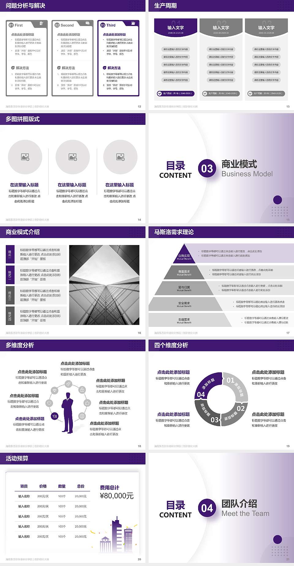 海南东方新丝路职业学院全国大学生创新创业大赛计划书PPT模板4:3格式幻灯片预览图3