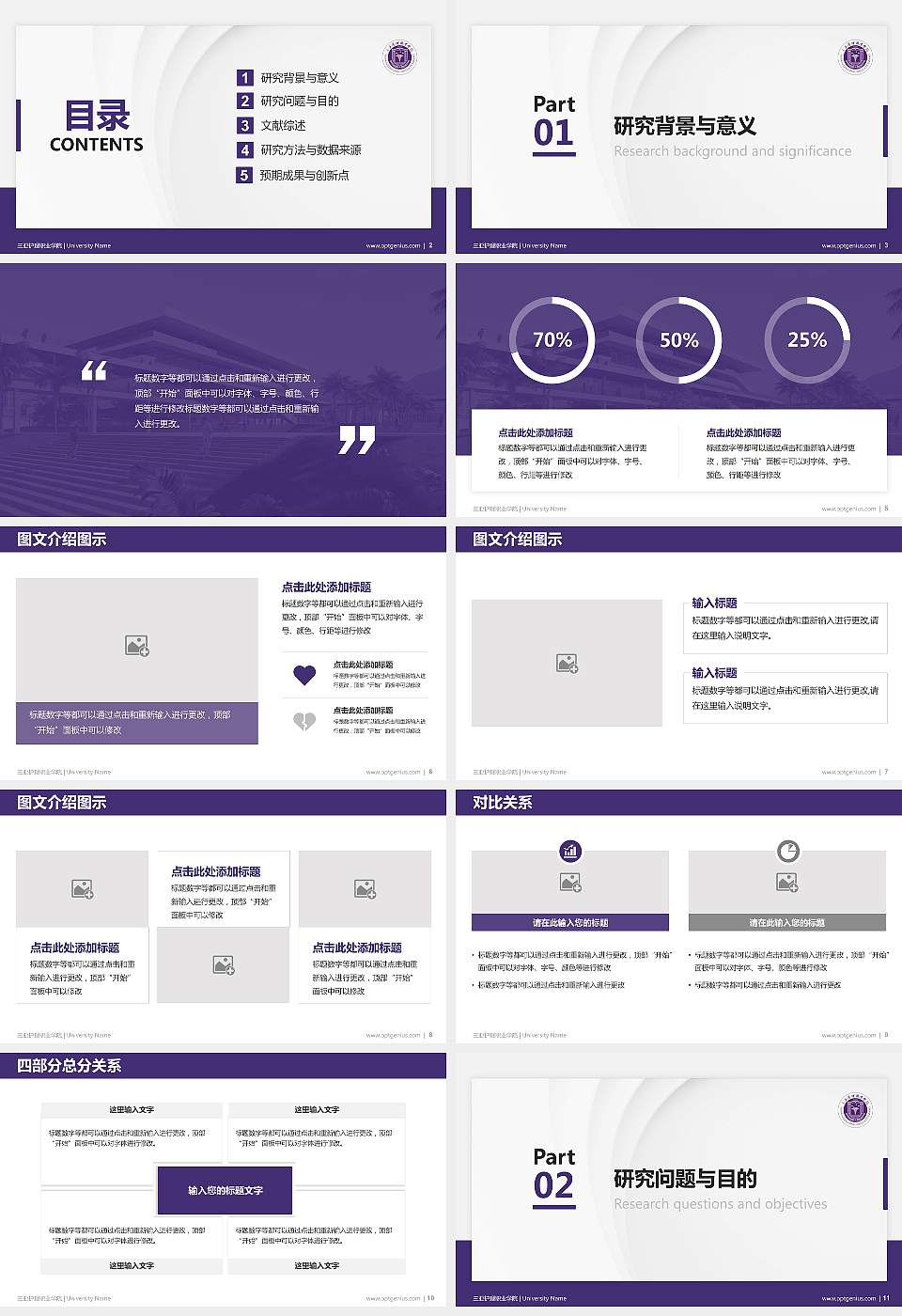 三亚护理职业学院硕士研究生/本科生毕业论文答辩/开题报告通用PPT模板16:9格式幻灯片预览图2