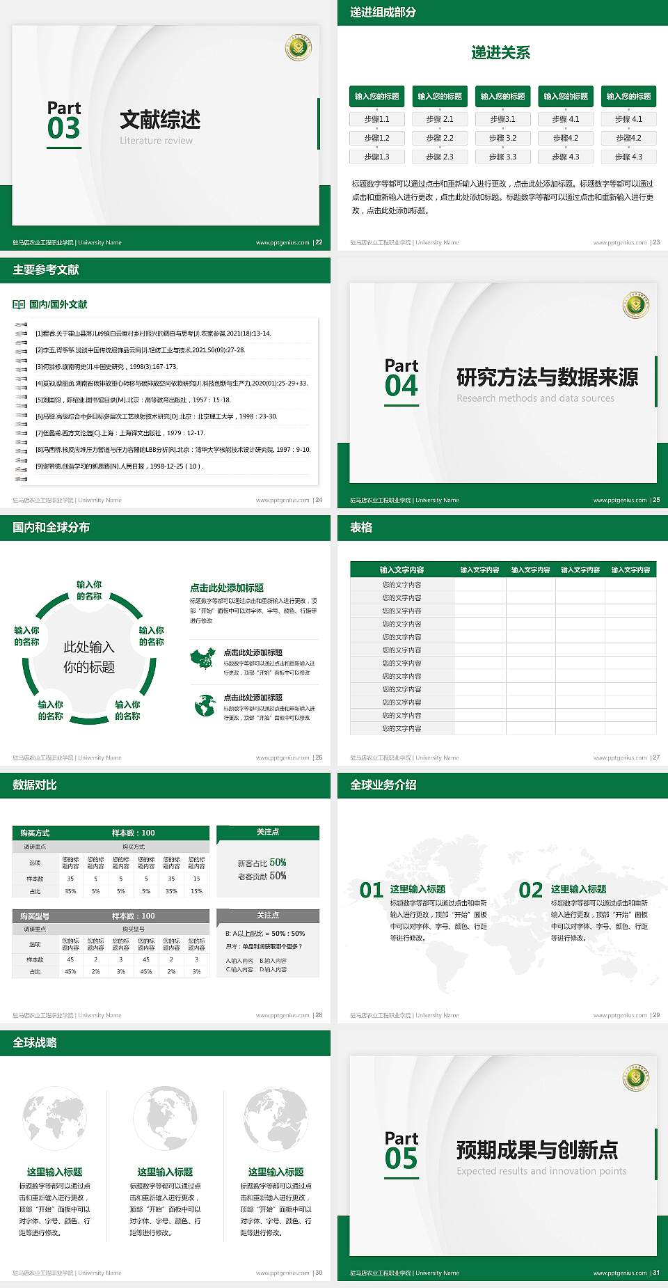 驻马店农业工程职业学院硕士研究生/本科生毕业论文答辩/开题报告通用PPT模板4:3格式幻灯片预览图4