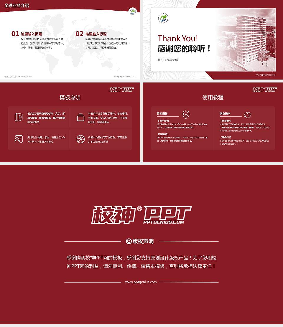 牡丹江医科大学学术汇报/学术交流研讨会通用PPT模板16:9格式幻灯片预览图5