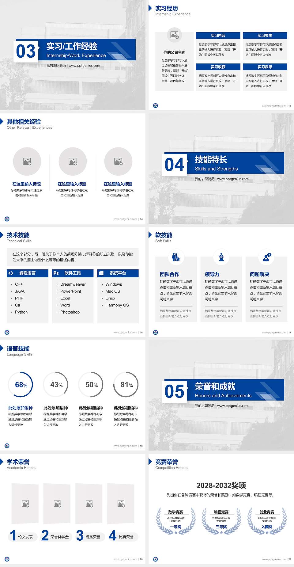 海南艺术职业学院教师/学生通用个人简历PPT模板4:3格式幻灯片预览图3
