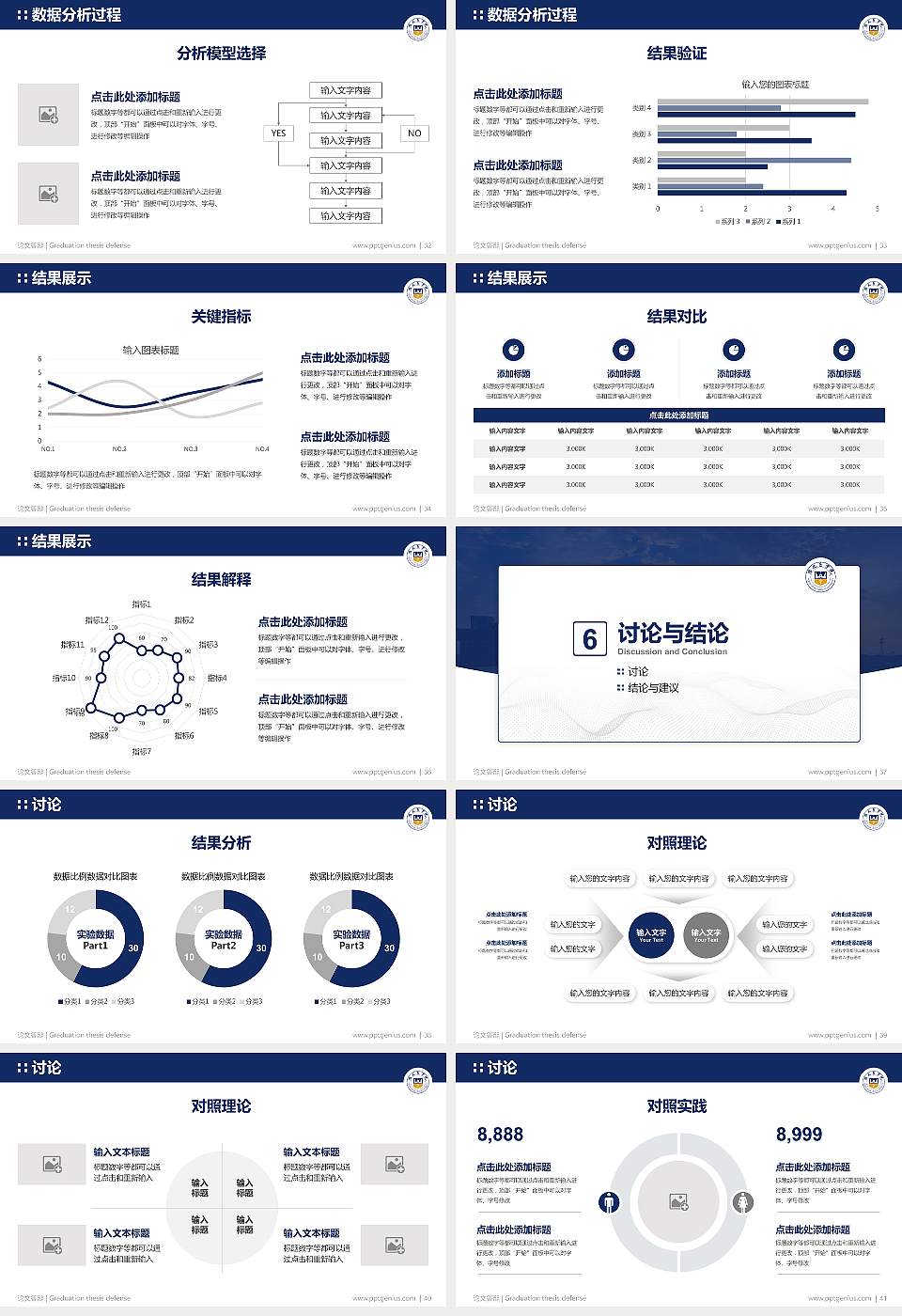 豫北医学院论文答辩标准PPT模板16:9格式幻灯片预览图5