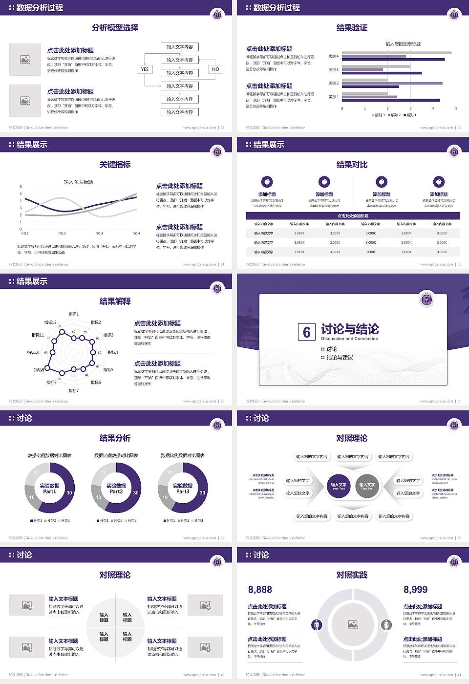 三亚护理职业学院论文答辩标准PPT模板16:9格式幻灯片预览图5