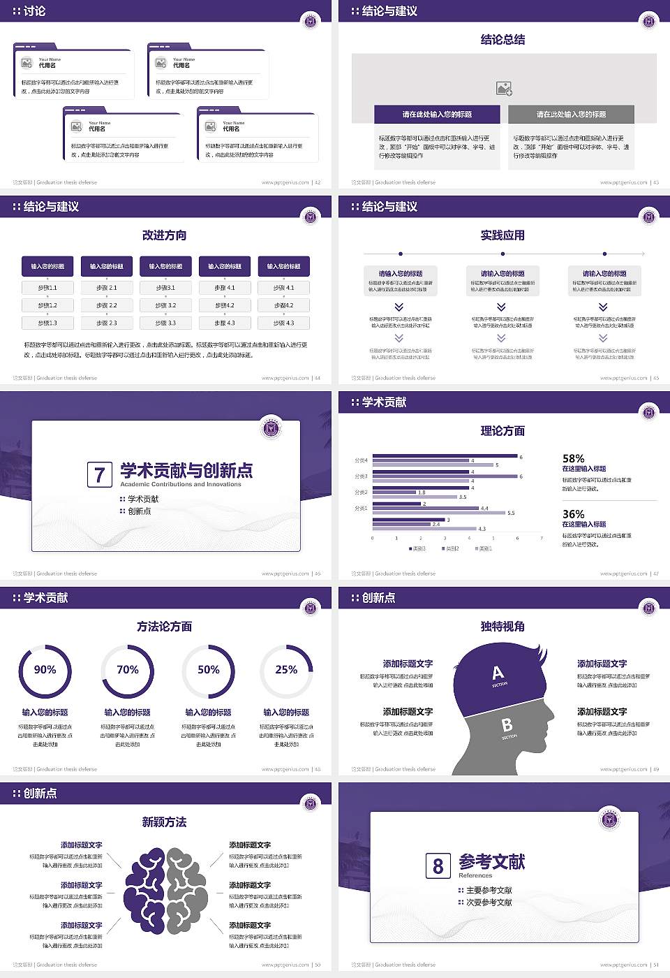 三亚护理职业学院论文答辩标准PPT模板16:9格式幻灯片预览图6