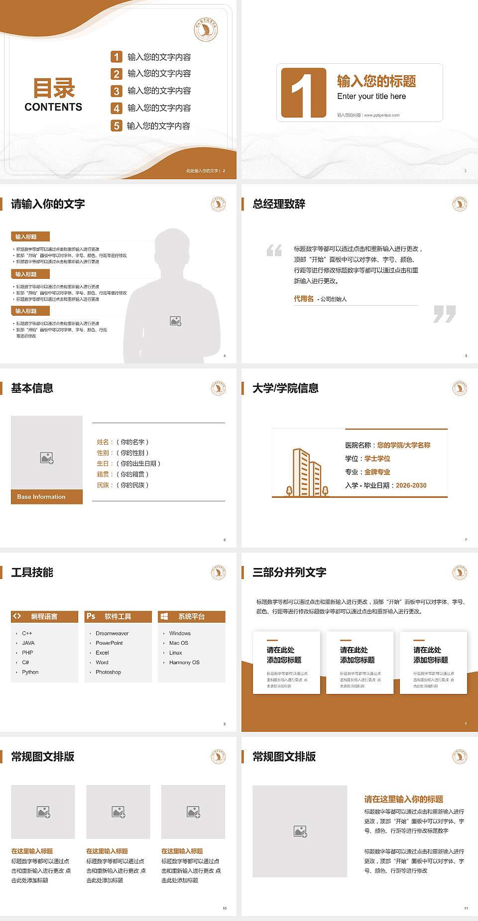 洛阳商业职业学院大学生职业生涯规划书PPT模板下载4:3格式幻灯片预览图2