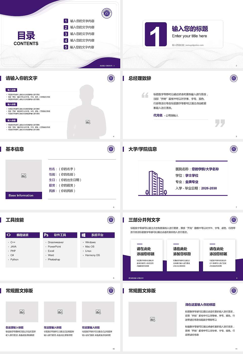 海南东方新丝路职业学院大学生职业生涯规划书PPT模板下载16:9格式幻灯片预览图2