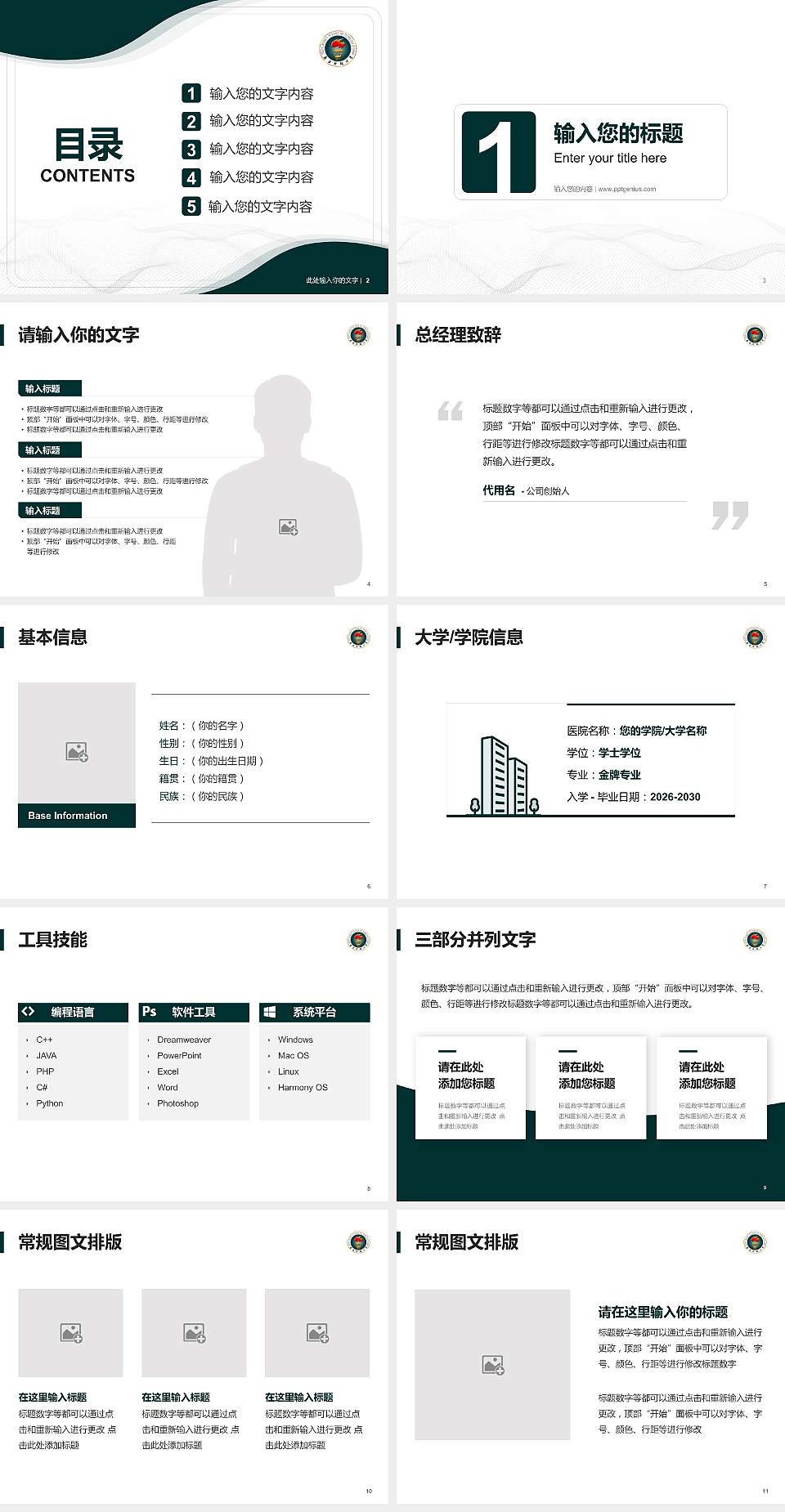 南方科技大学大学生职业生涯规划书PPT模板下载4:3格式幻灯片预览图2