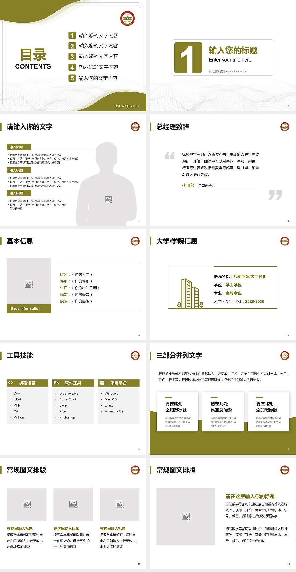 沈阳药科大学大学生职业生涯规划书PPT模板下载4:3格式幻灯片预览图2