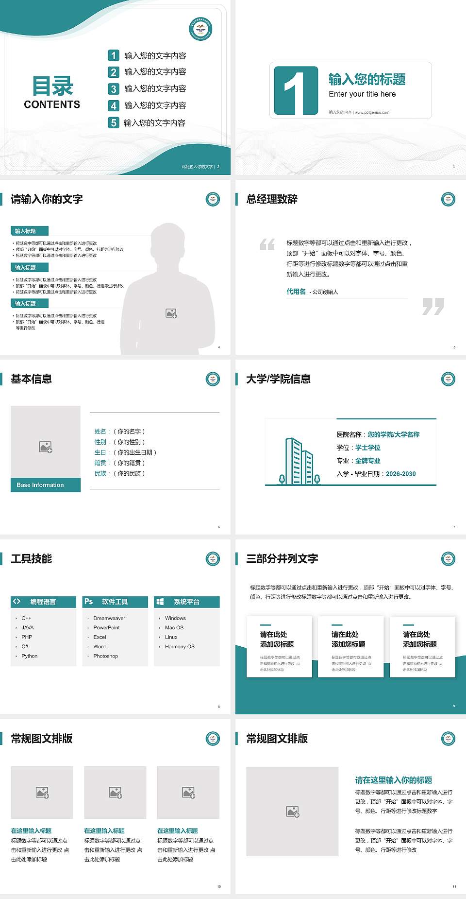 青海畜牧兽医职业技术学院大学生职业生涯规划书PPT模板下载4:3格式幻灯片预览图2