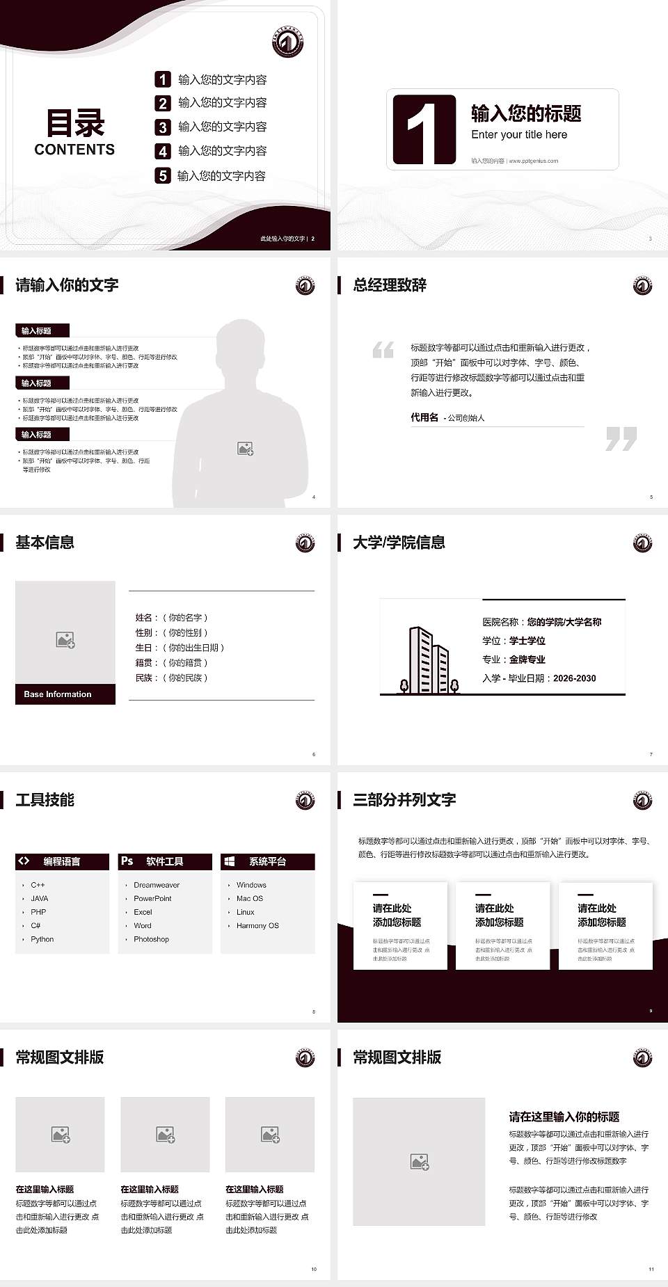 青海高等职业技术学院大学生职业生涯规划书PPT模板下载4:3格式幻灯片预览图2
