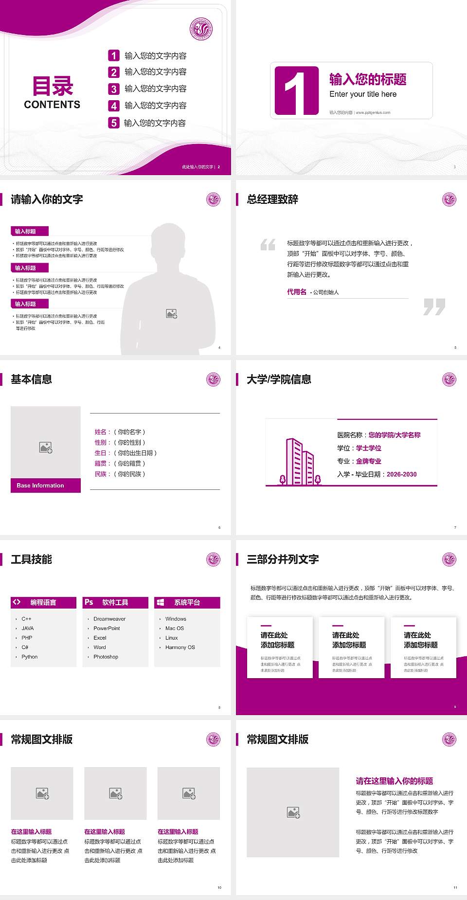 四川文化艺术学院大学生职业生涯规划书PPT模板下载4:3格式幻灯片预览图2