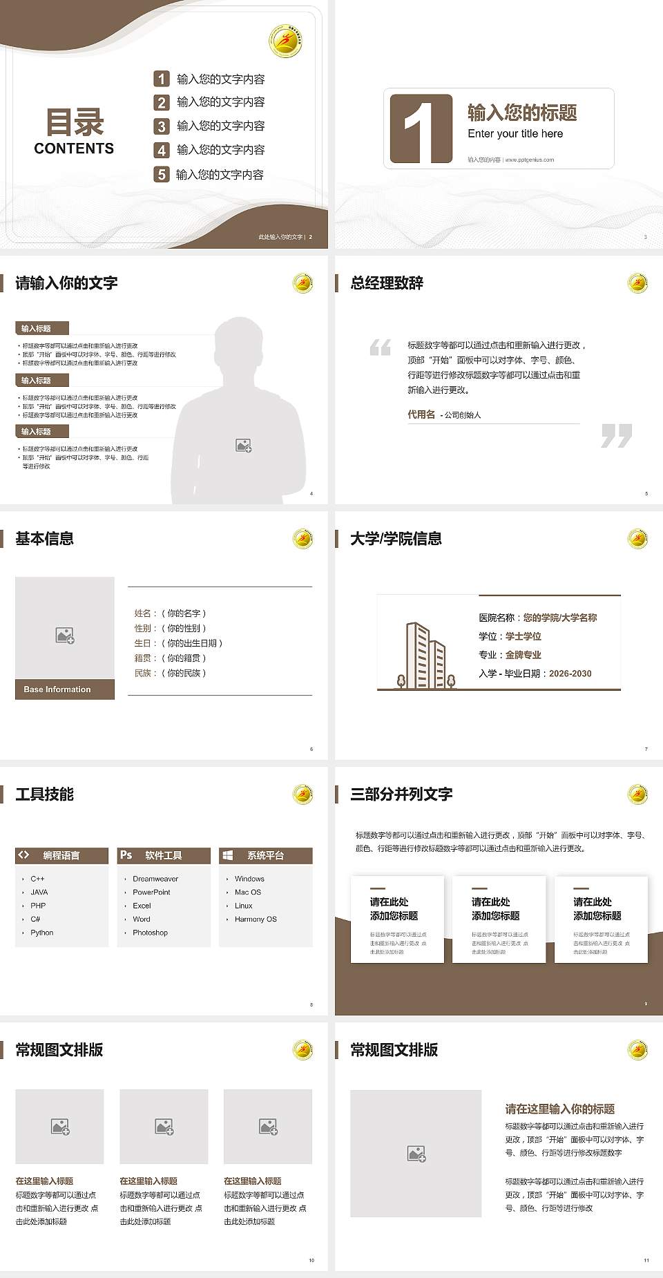 乌鲁木齐职业大学大学生职业生涯规划书PPT模板下载4:3格式幻灯片预览图2