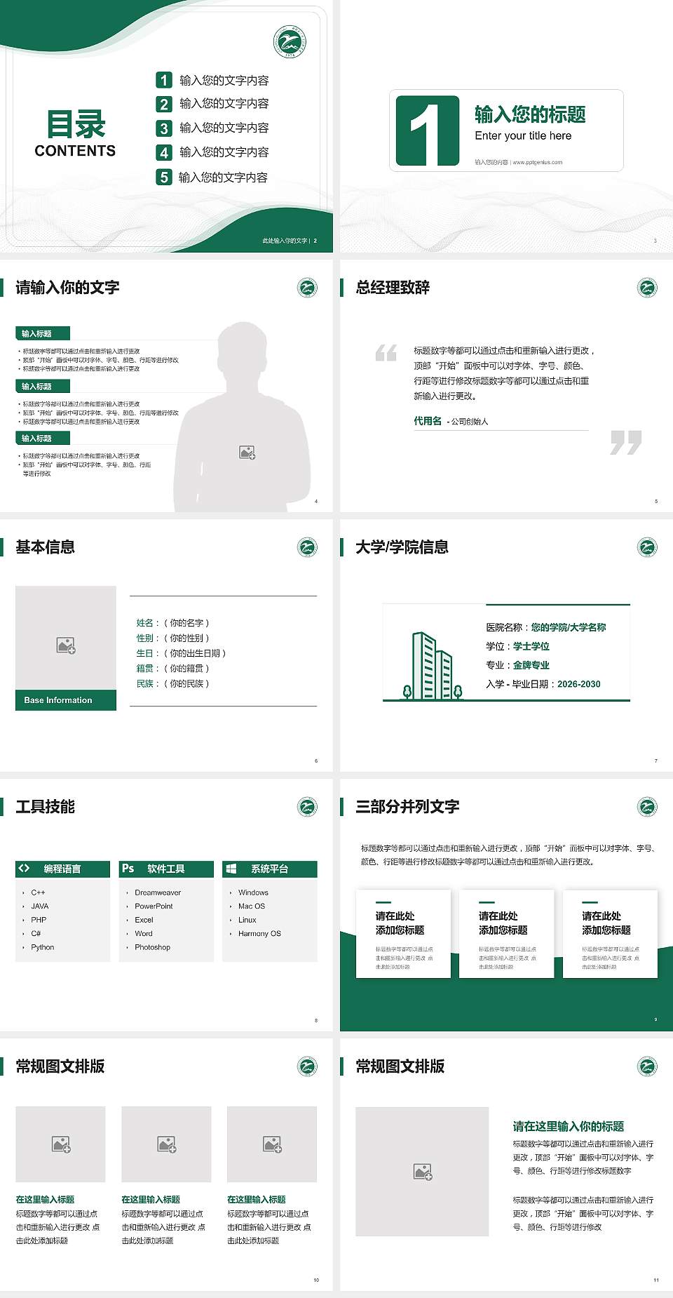 新疆应用职业技术学院大学生职业生涯规划书PPT模板下载4:3格式幻灯片预览图2