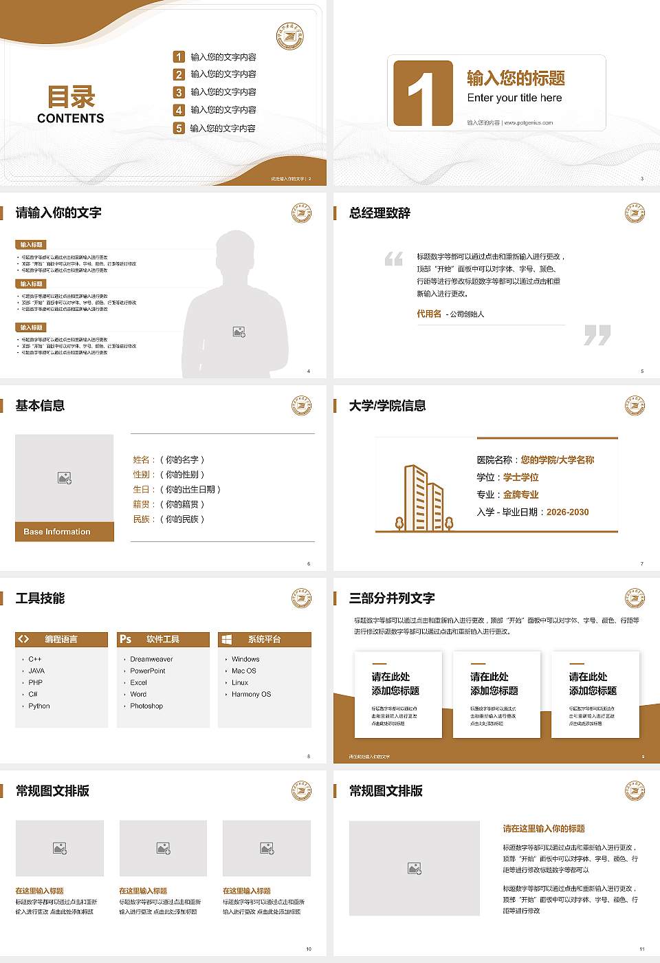 宁波职业技术学院大学生职业生涯规划书PPT模板下载16:9格式幻灯片预览图2