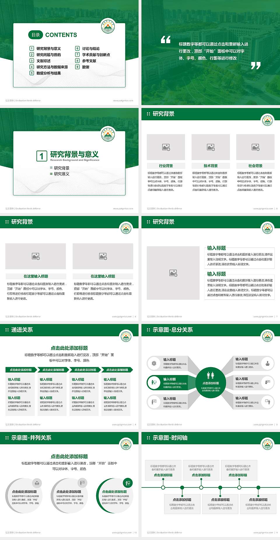 安徽农业大学论文答辩标准PPT模板4:3格式幻灯片预览图2