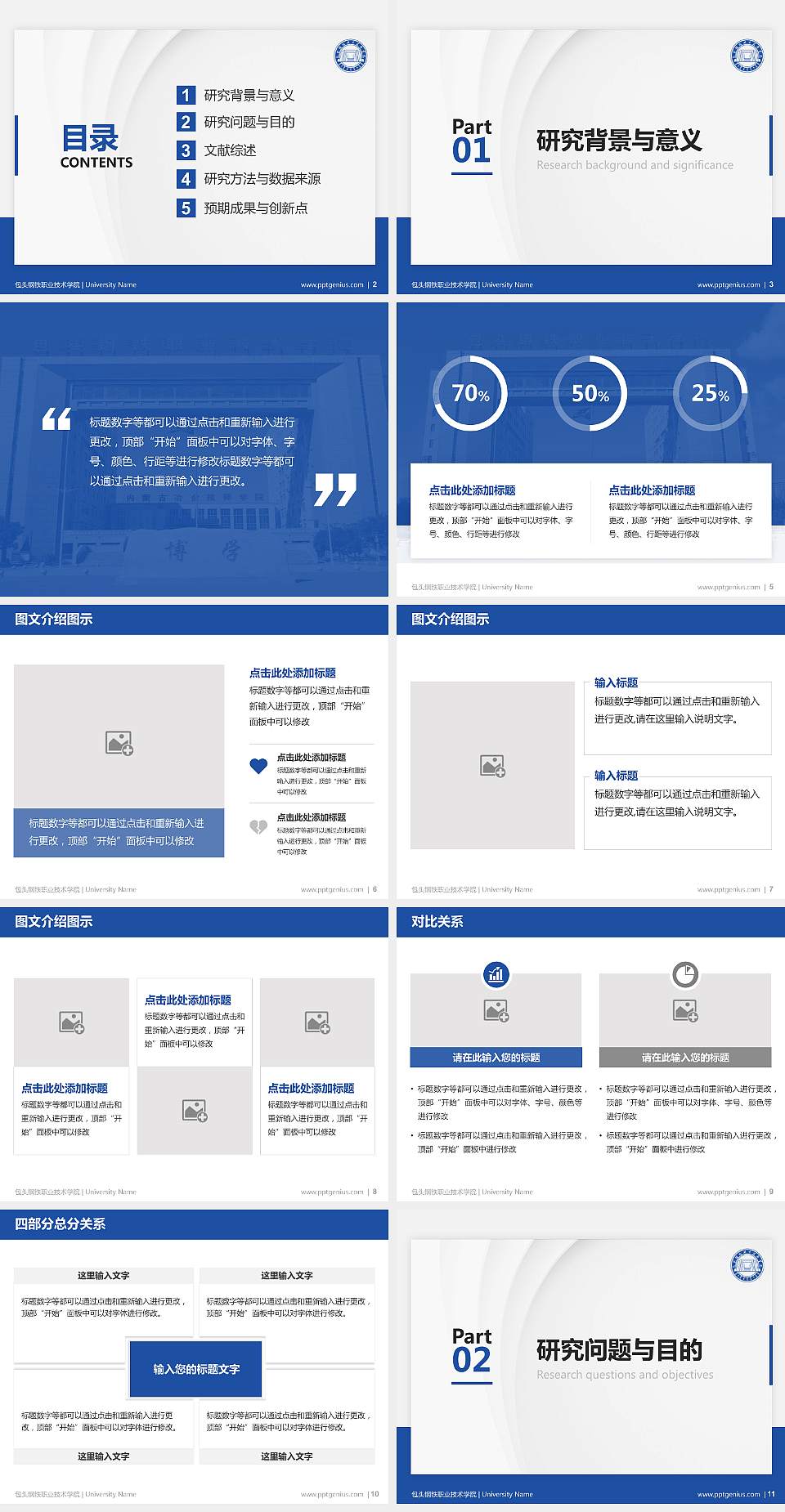 包头钢铁职业技术学院硕士研究生/本科生毕业论文答辩/开题报告通用PPT模板下载4:3格式幻灯片预览图2