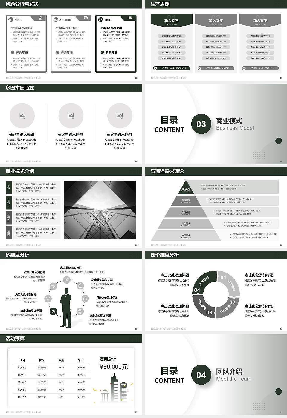 中国人民解放军陆军勤务学院全国大学生创新创业大赛计划书PPT模板16:9格式幻灯片预览图3