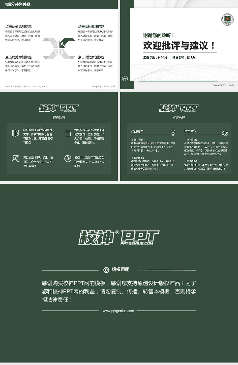 中国人民解放军陆军工程大学硕士研究生/本科生毕业论文答辩/开题报告通用PPT模板4:3格式幻灯片预览图5