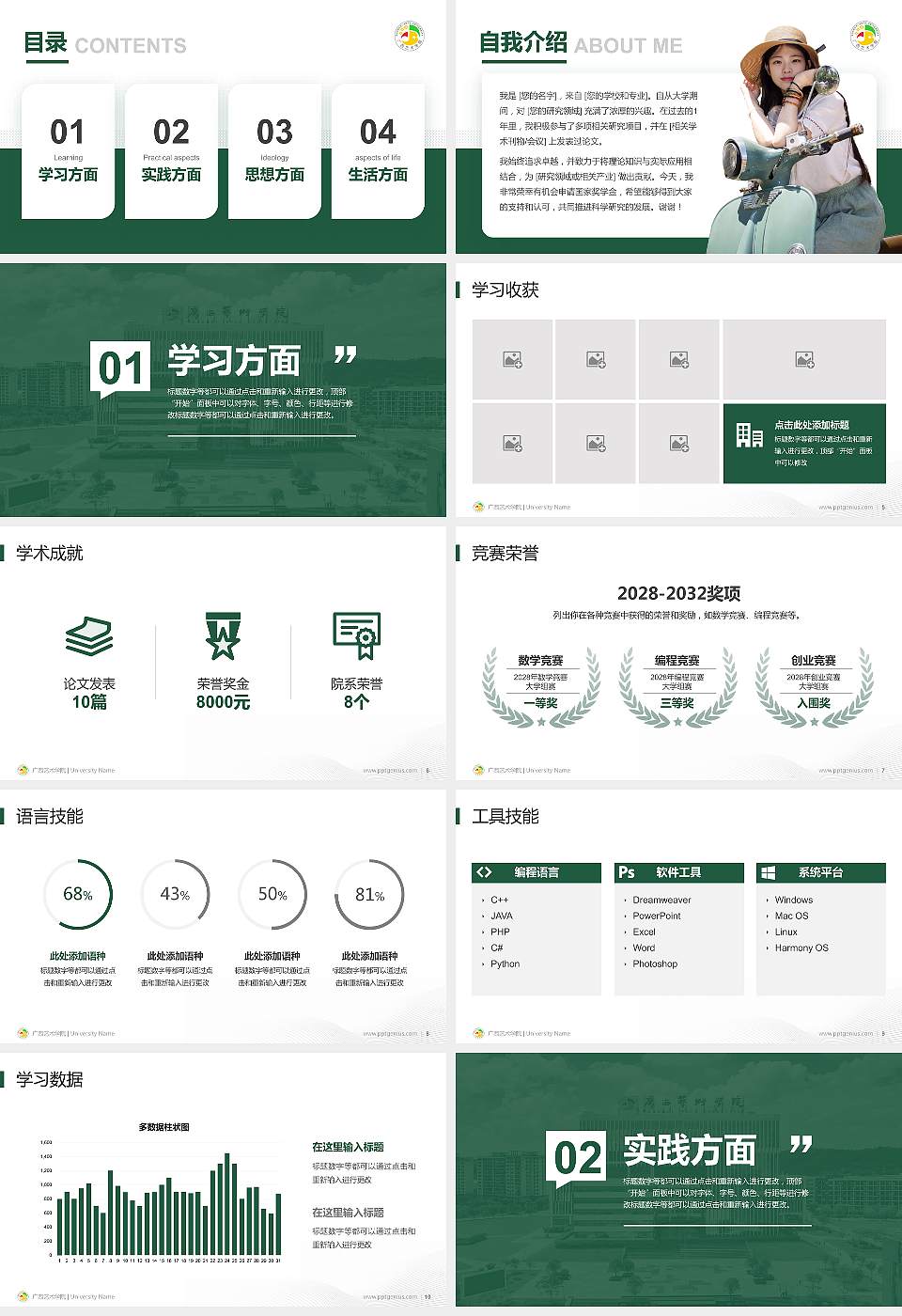广西艺术学院专用国家奖学金答辩PPT模板16:9格式幻灯片预览图2