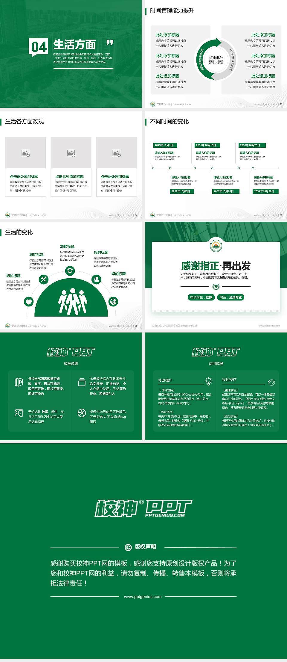 安徽农业大学专用国家奖学金答辩PPT模板4:3格式幻灯片预览图4