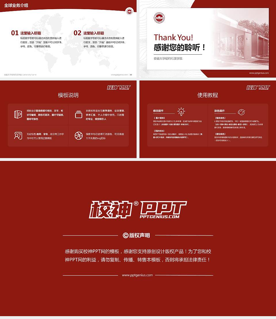 安徽大学纽约石溪学院学术汇报/学术交流研讨会通用PPT模板16:9格式幻灯片预览图5