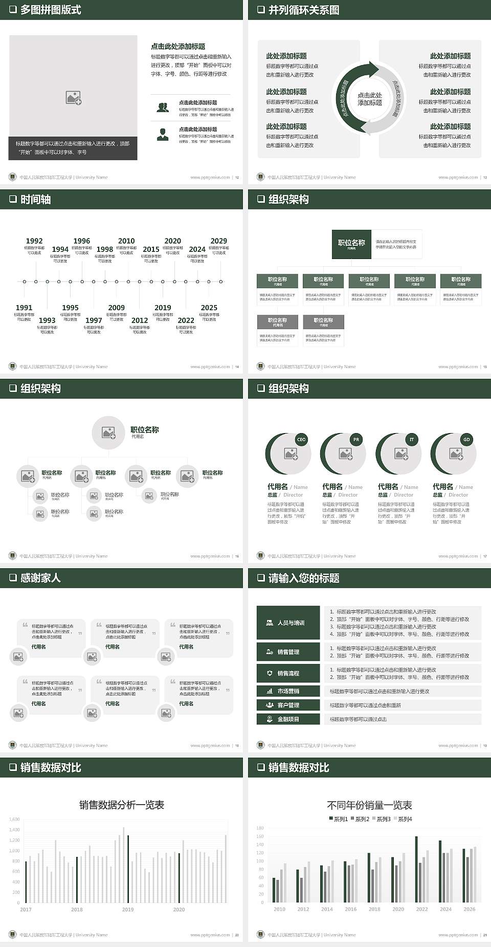 中国人民解放军陆军工程大学大学通用PPT模板4:3格式幻灯片预览图3